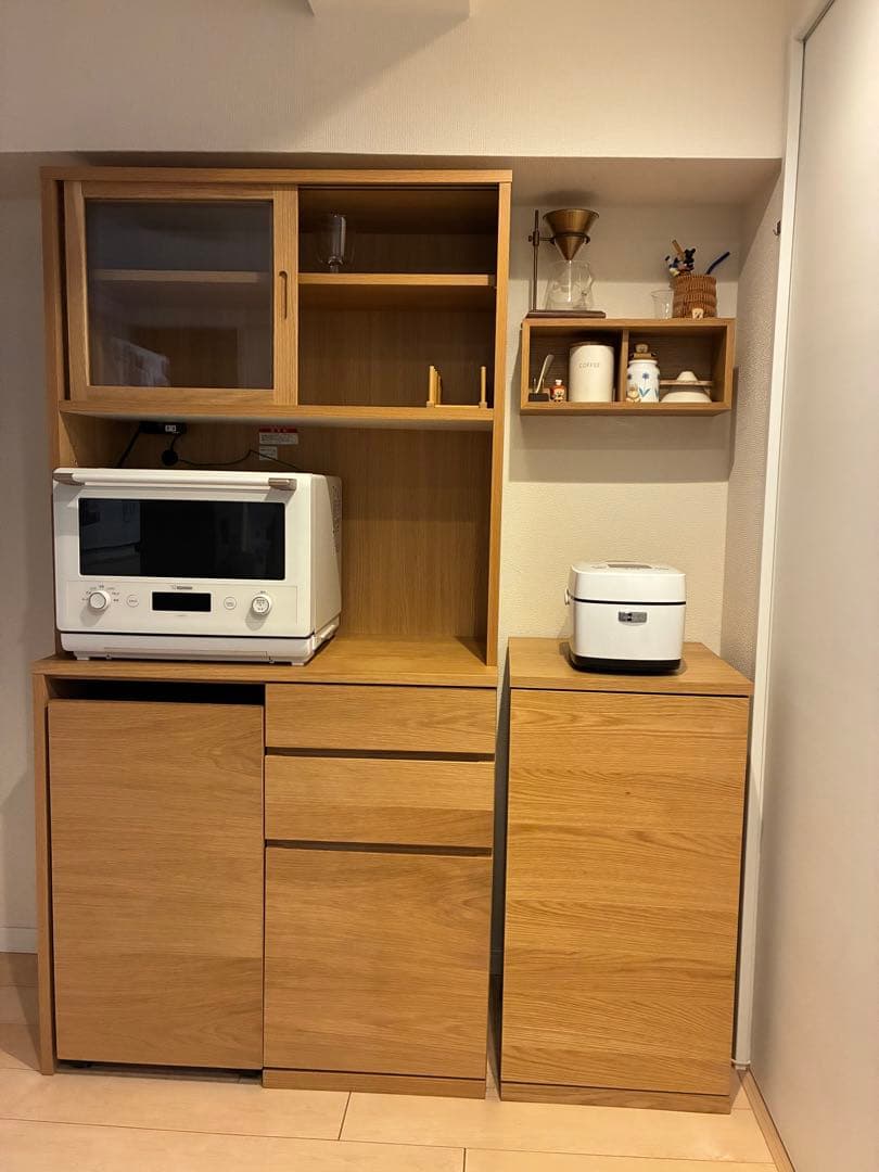 木製カップボード・オーク材 88cm幅