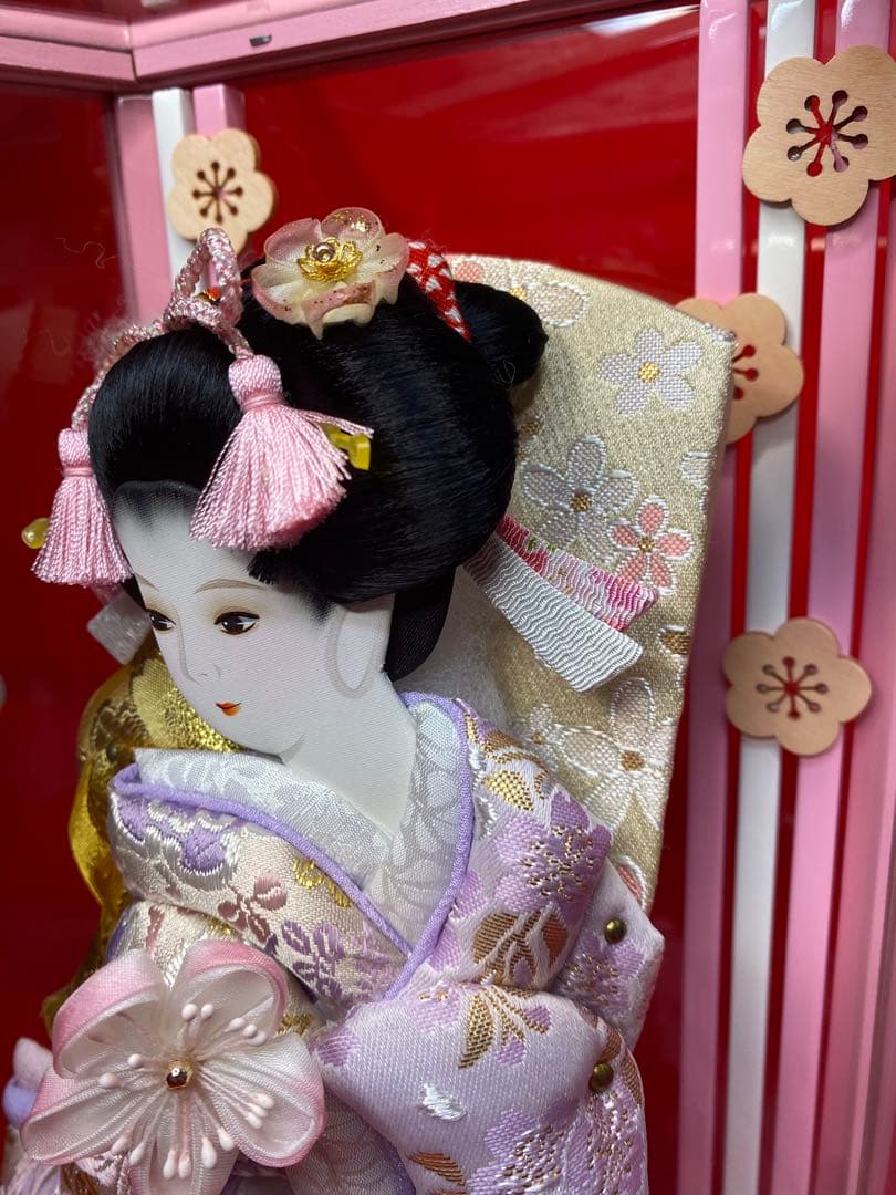 羽子板　振袖金蘭　アクリルケース９号・サイズ間口約２５×奥行約１９×高約３７㎝