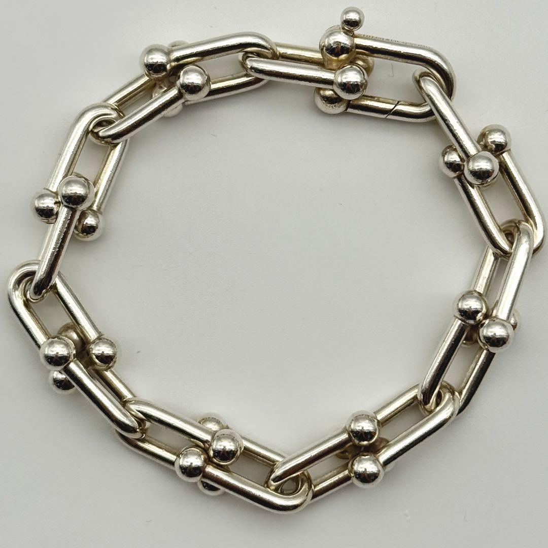 美品 L Tiffany ハードウェア ブレスレット ラージリンク シルバー