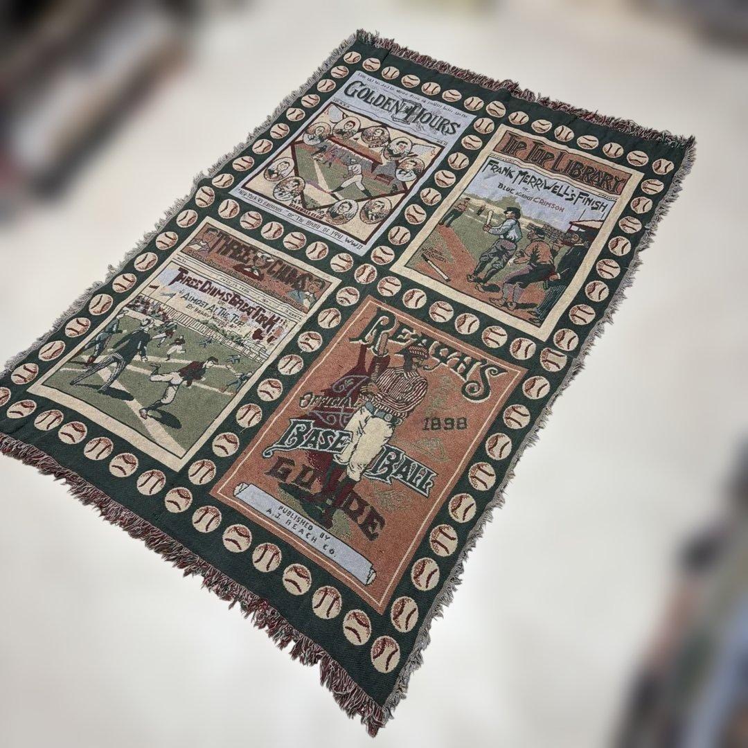 野球　マルチカバー　ソファカバー　ヴィンテージラグ　168x118