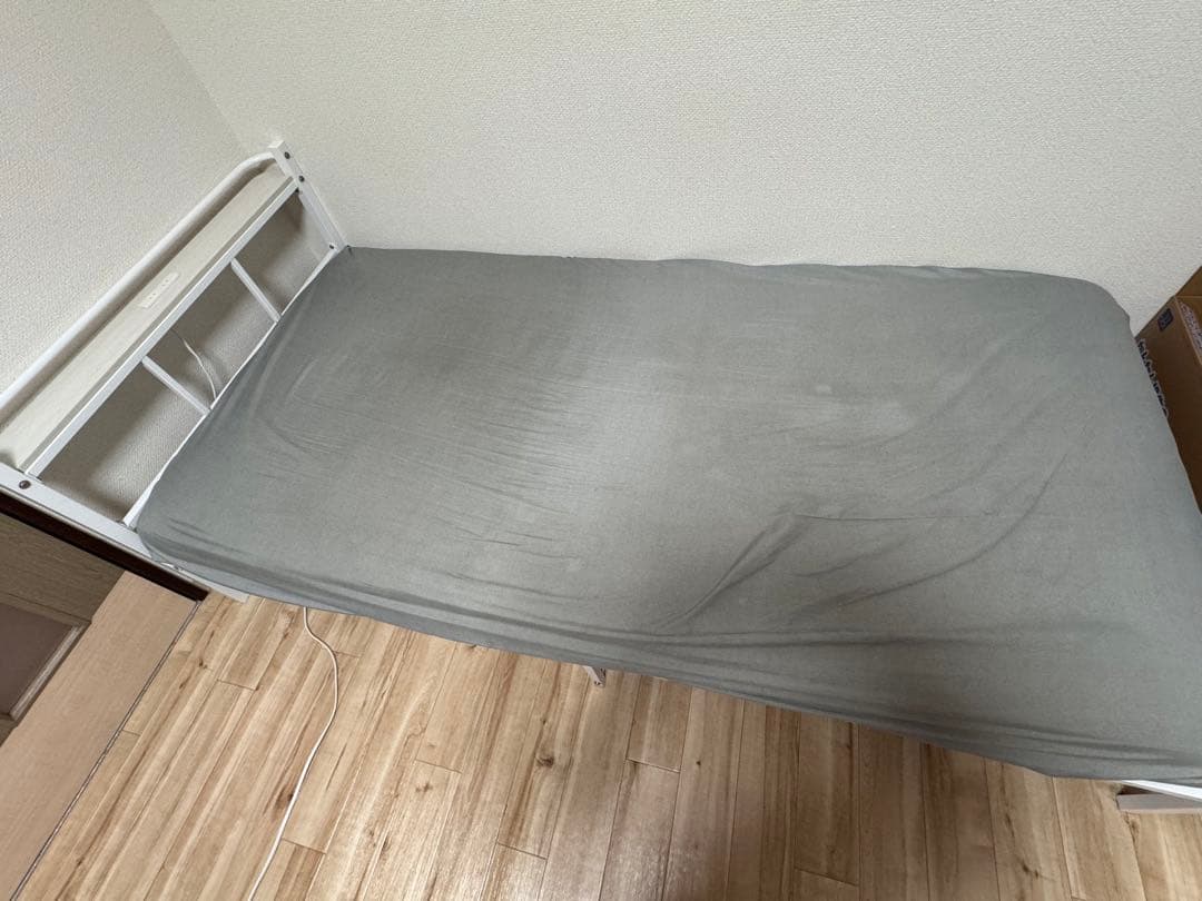 シングルベッドフレーム グレー 布地 ホワイト