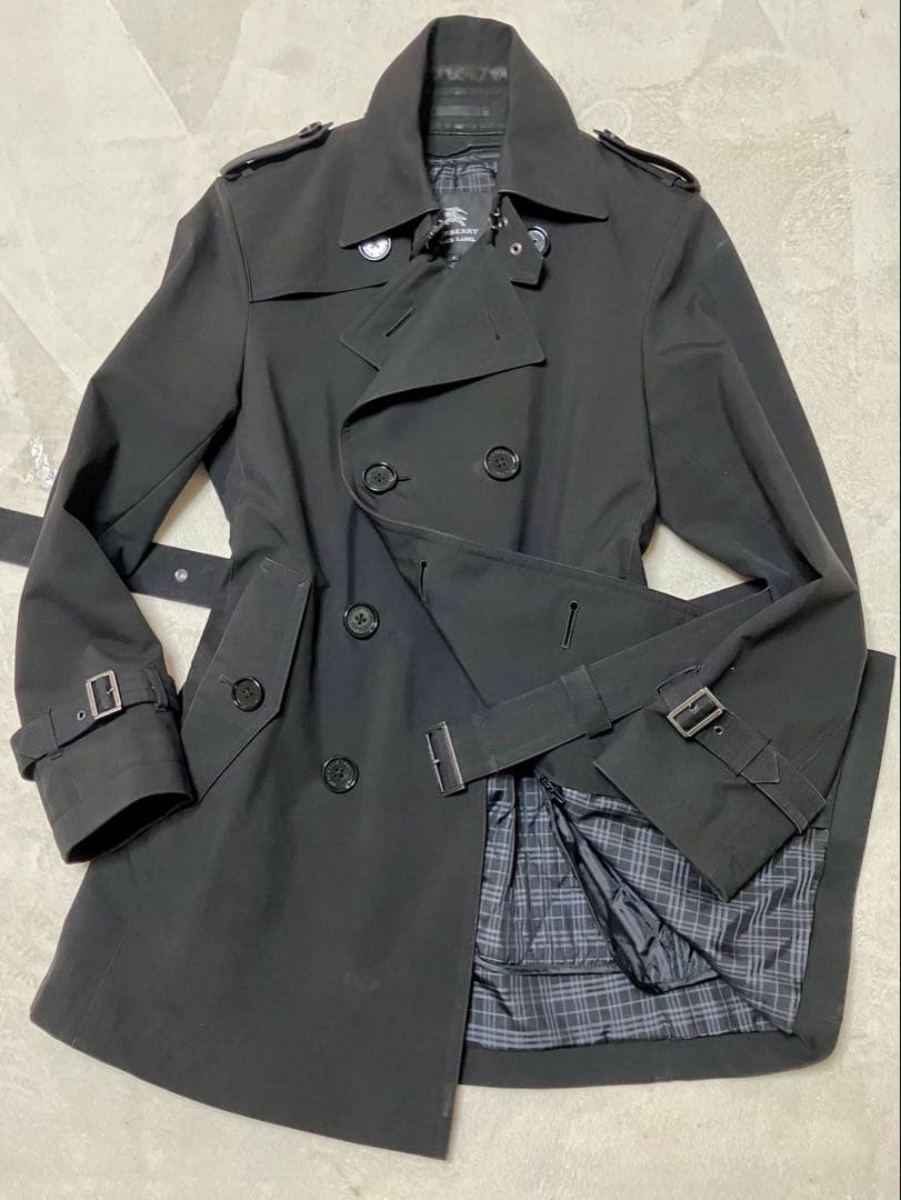 バーバリーブラックレーベル　トレンチコート　ライナー付　　ベルト　黒　S