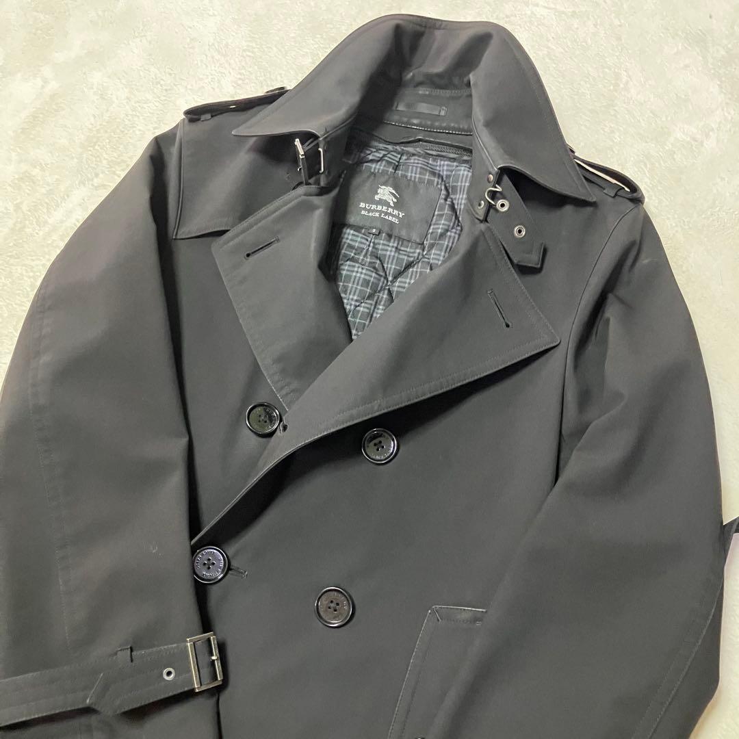 バーバリーブラックレーベル　トレンチコート　ライナー付　　ベルト　黒　S