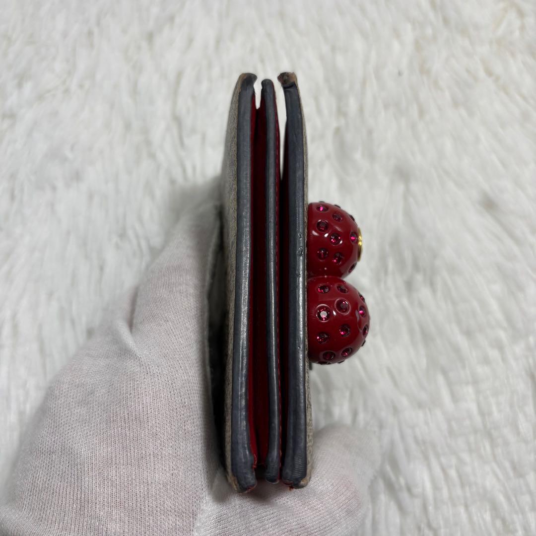 ✨美品✨ グッチ 二つ折り財布 チェリー さくらんぼ PVC GGスプリーム 赤