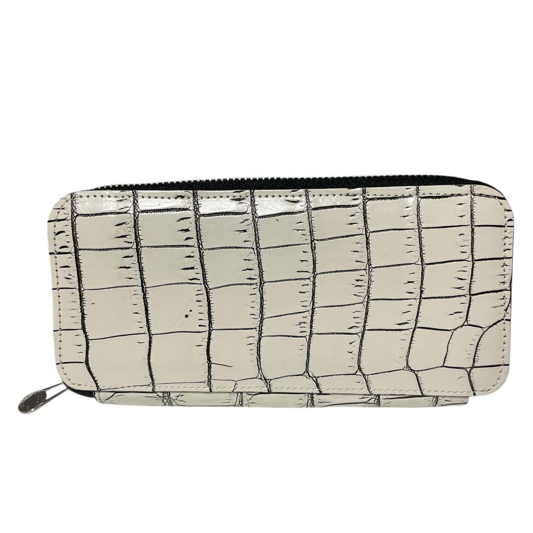 ✨️希少 未使用級✨️ スタイルクロコ　目地染め　クロコダイル　長財布　バニラ