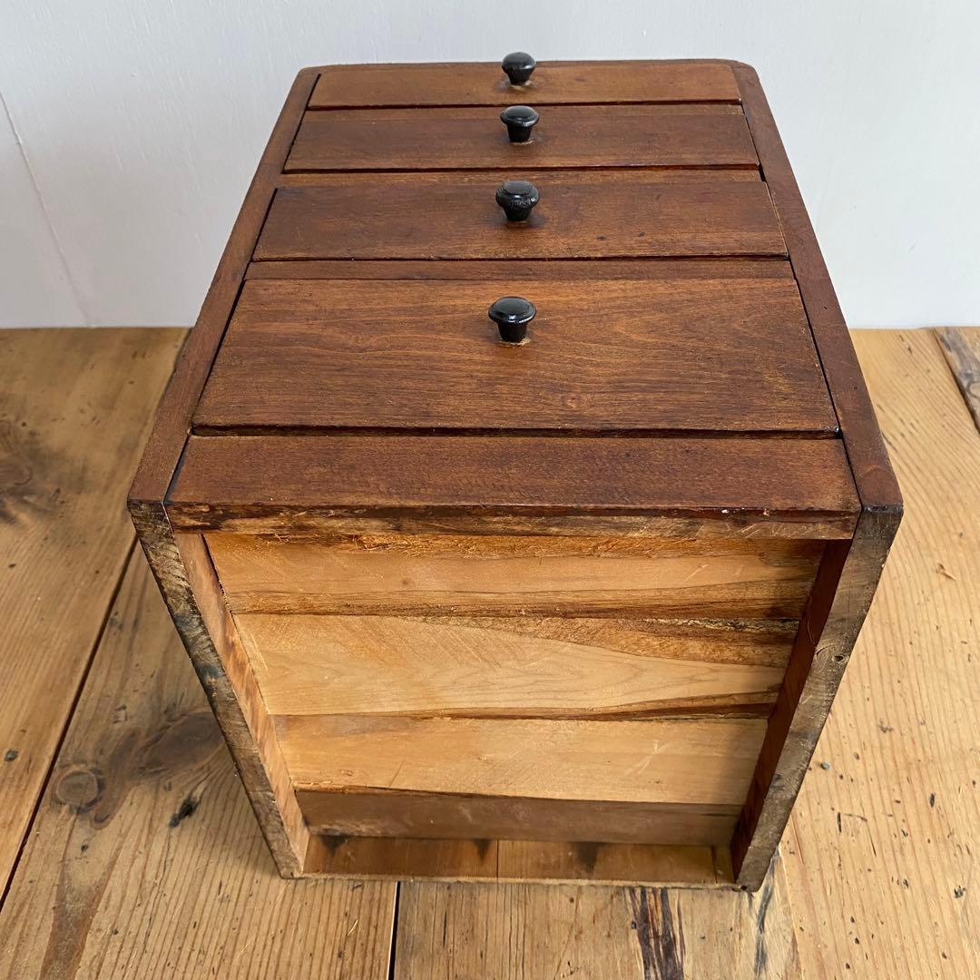 アンティーク 小引き出し 4杯抽斗 小物入れ 無垢材 昭和レトロ z736