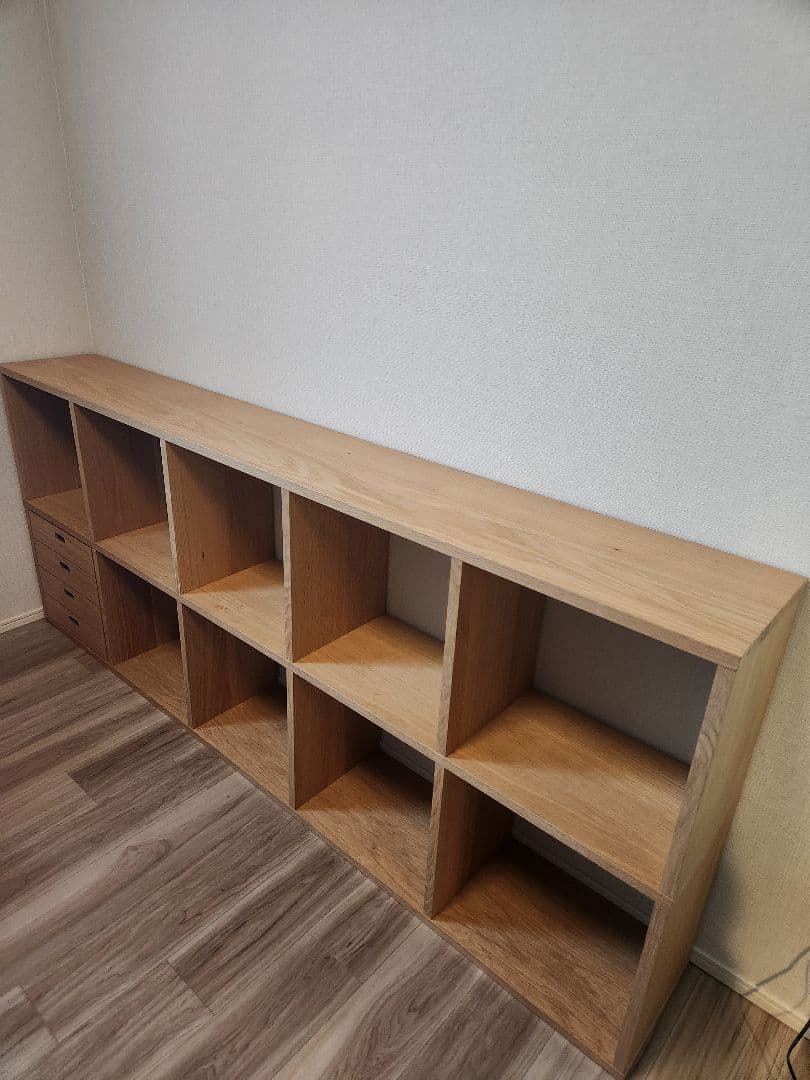 無印良品 スタッキングシェルフ 5段×2列 オーク材 4段引き出し×1付