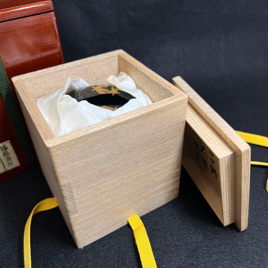 専用　即中斎書付有　内朱塗ウロコ鶴大棗　共二重箱　東Y8-0105☆1Fトトオオ