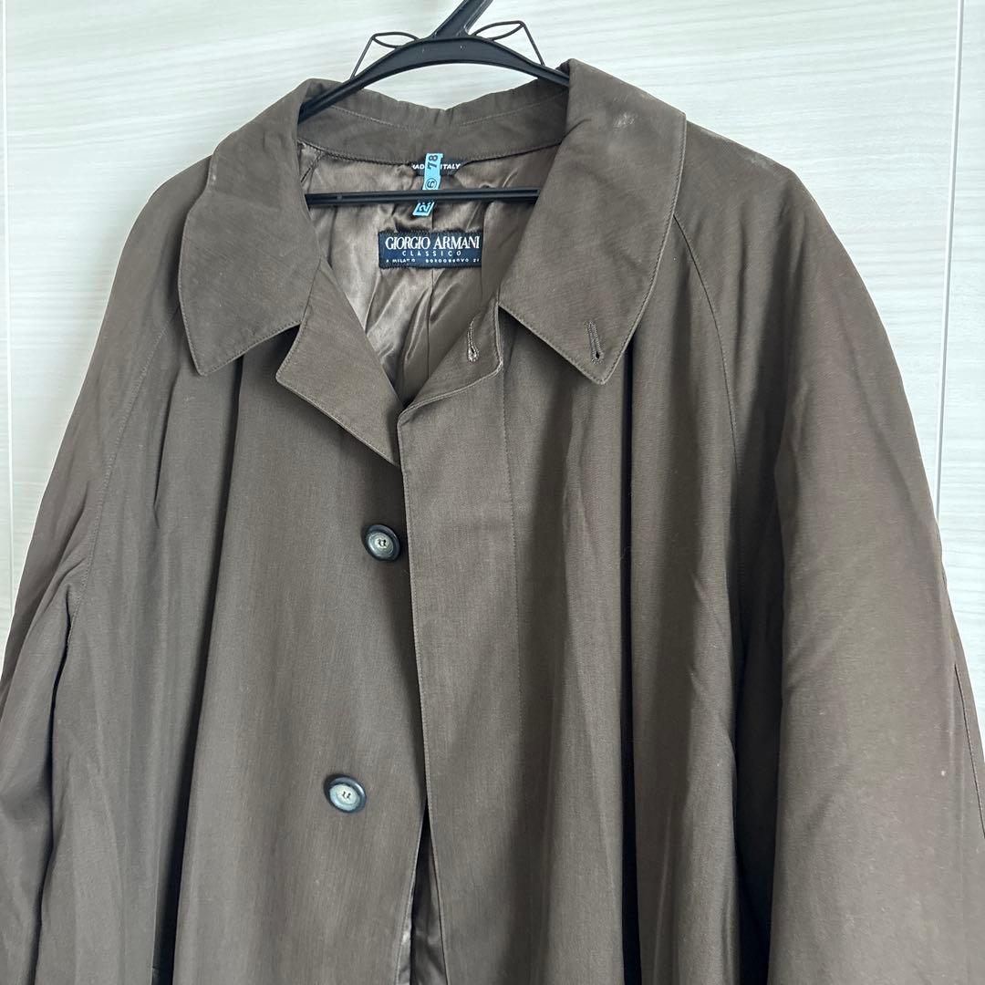 大きいサイズ、メンズジョルジオアルマーニ チョコレートブラウンベルト付コート