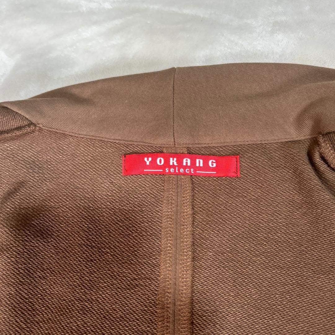 YOKANGティアラ柄ロングコート スウェット素材ブラウン