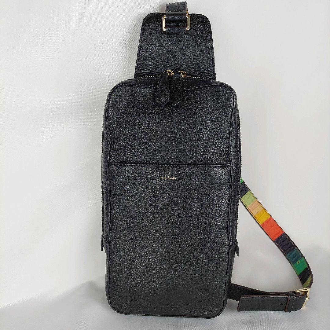 Paul Smith レザー ボディバッグ ブラック マルチストライプ