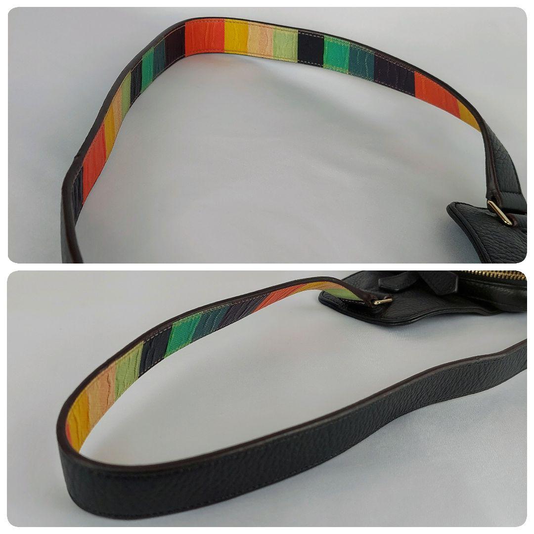 Paul Smith レザー ボディバッグ ブラック マルチストライプ
