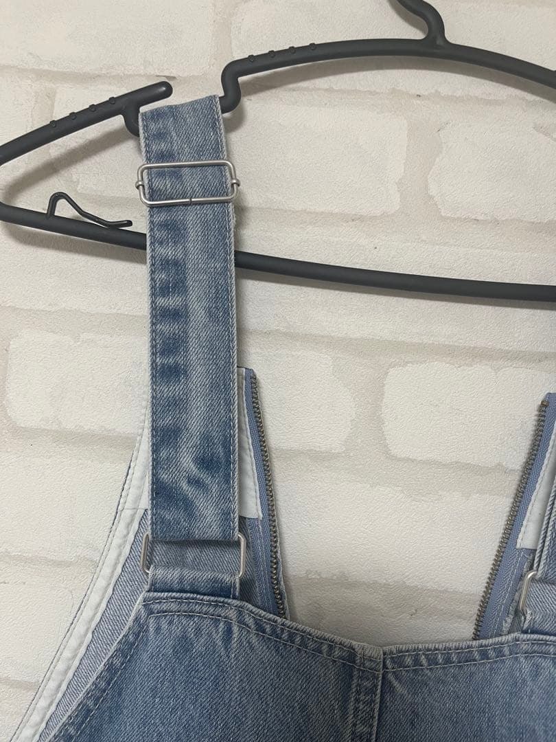 DOUDOU▶︎デニムフロントジップサロペット