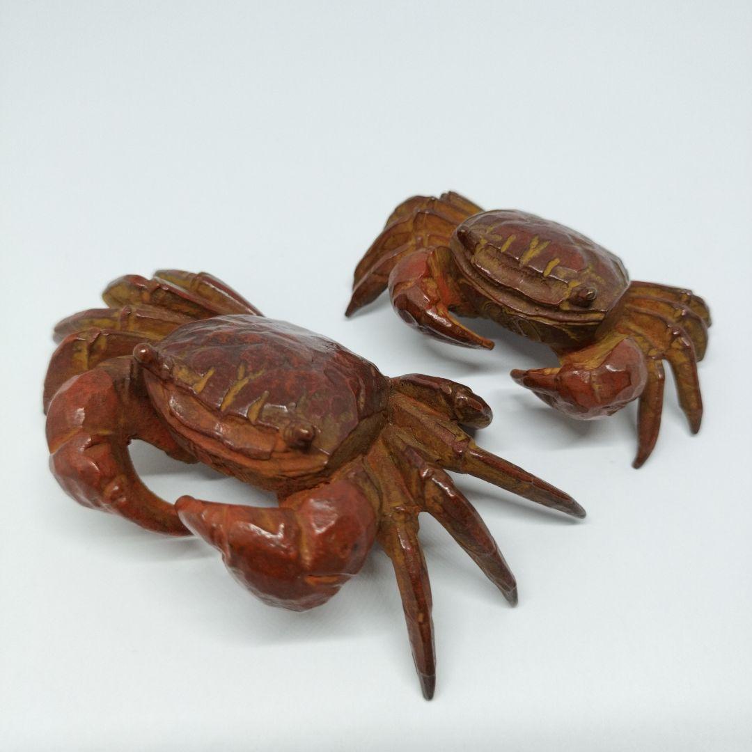 横行千里 宮本理三郎作 蟹 一対 ブロンズ 置物 箱付き