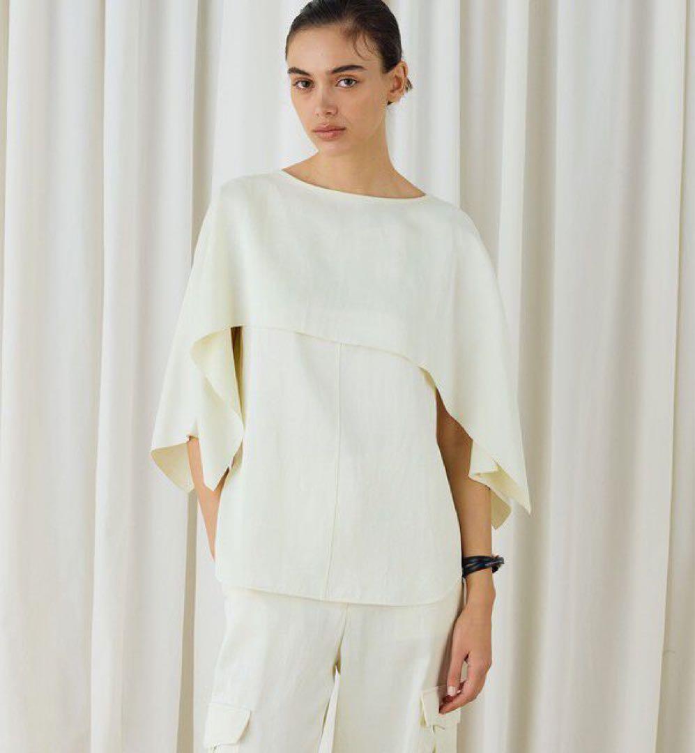 DES PRES デプレ ソフトサテン レイヤードブラウス ライトイエロー