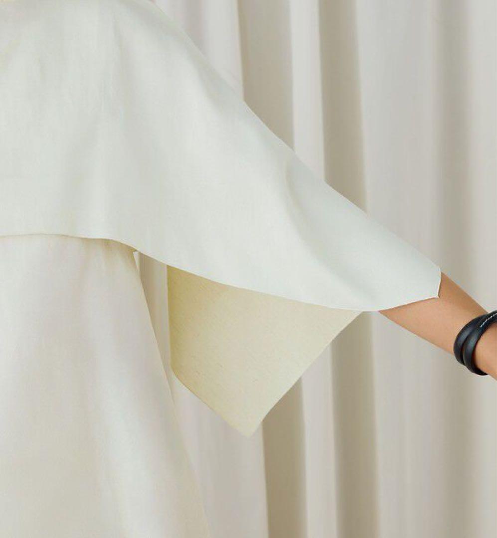 DES PRES デプレ ソフトサテン レイヤードブラウス ライトイエロー