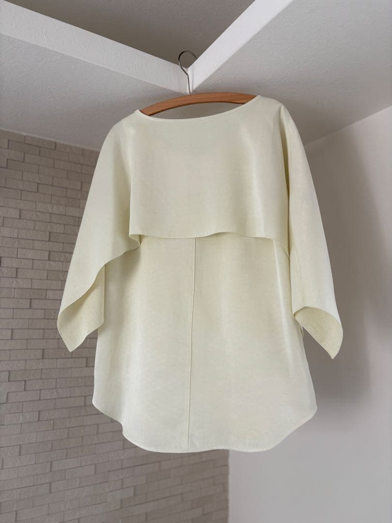 DES PRES デプレ ソフトサテン レイヤードブラウス ライトイエロー