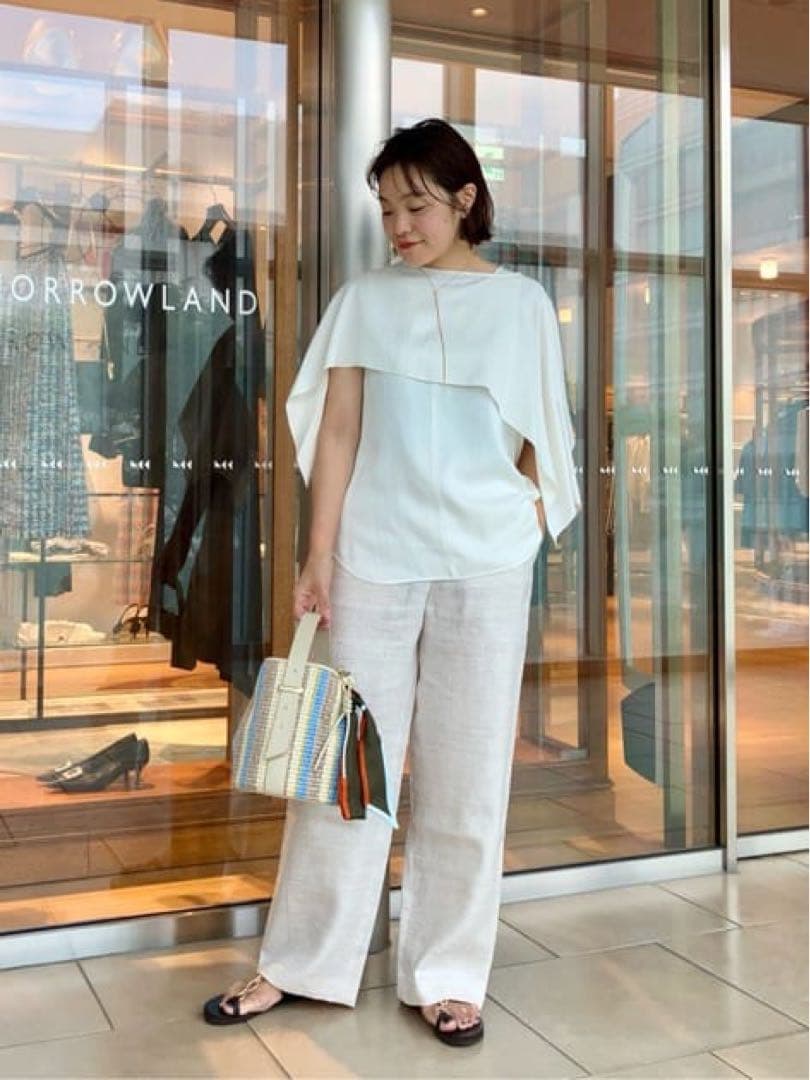 DES PRES デプレ ソフトサテン レイヤードブラウス ライトイエロー