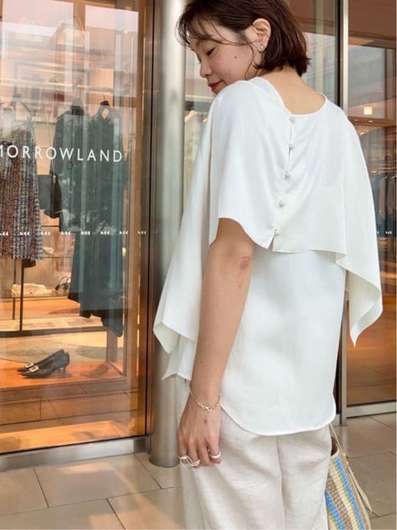 DES PRES デプレ ソフトサテン レイヤードブラウス ライトイエロー