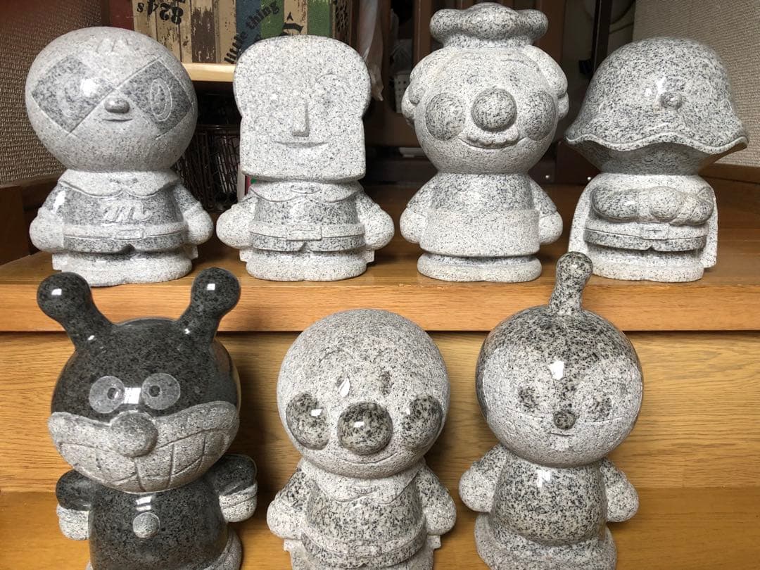 御影石 アンパンマンと仲間達 置物 7体セット