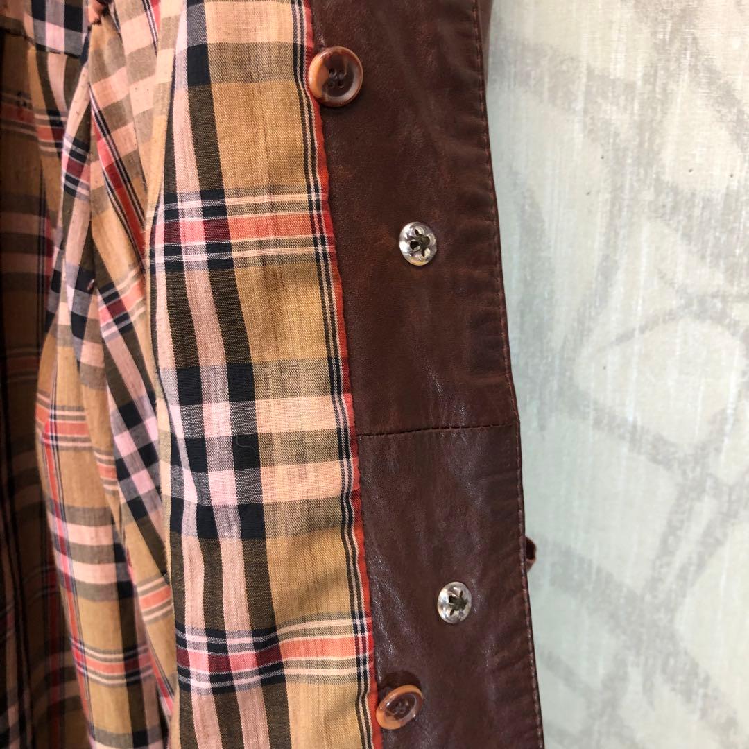 TOPSTYLE レザー ロングコート 90s 赤茶色 ブラウン　R