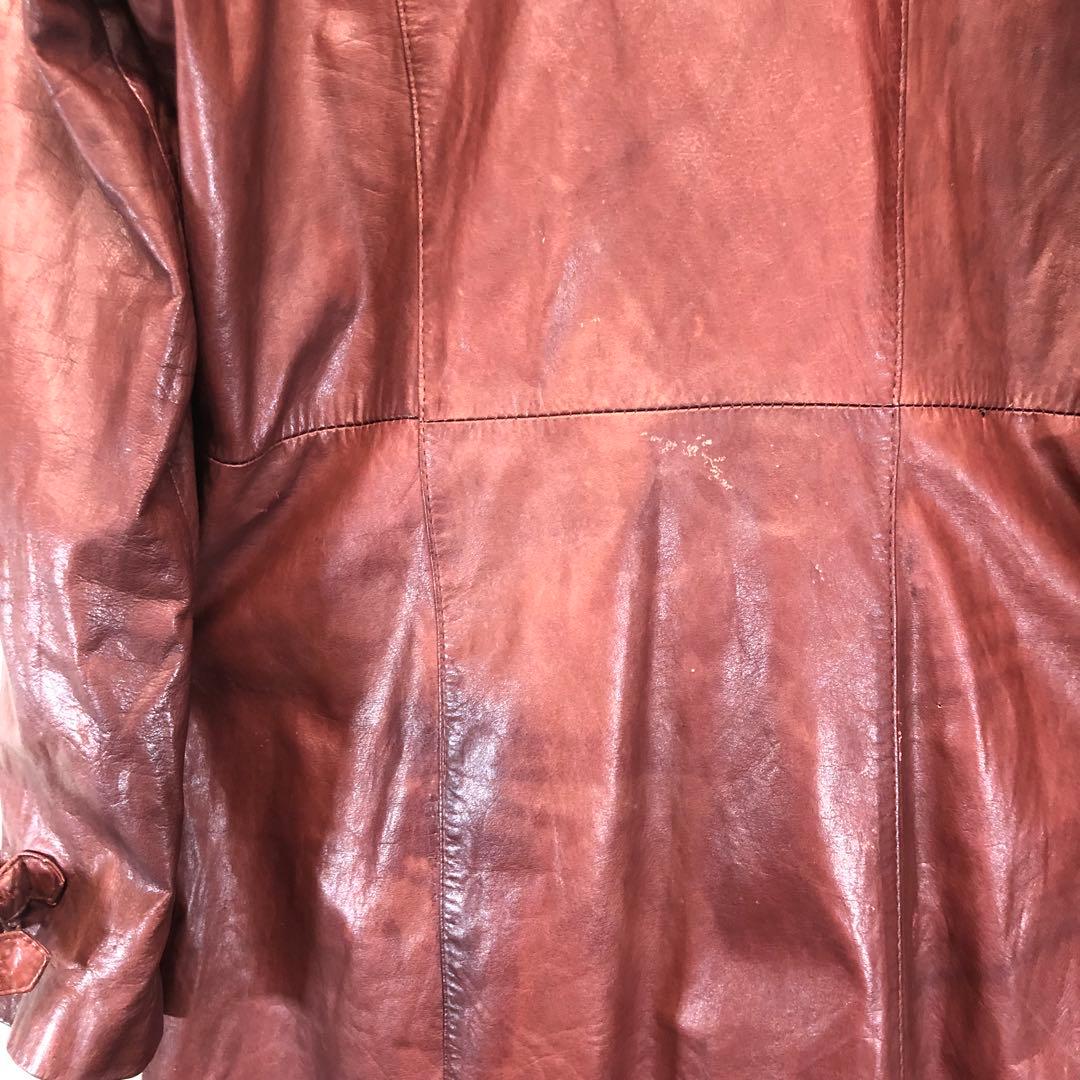 TOPSTYLE レザー ロングコート 90s 赤茶色 ブラウン　R