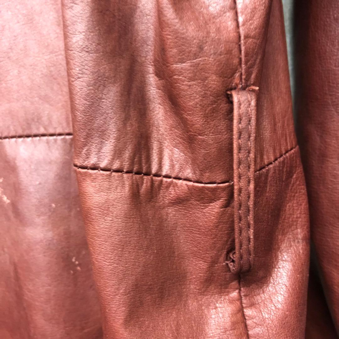 TOPSTYLE レザー ロングコート 90s 赤茶色 ブラウン　R