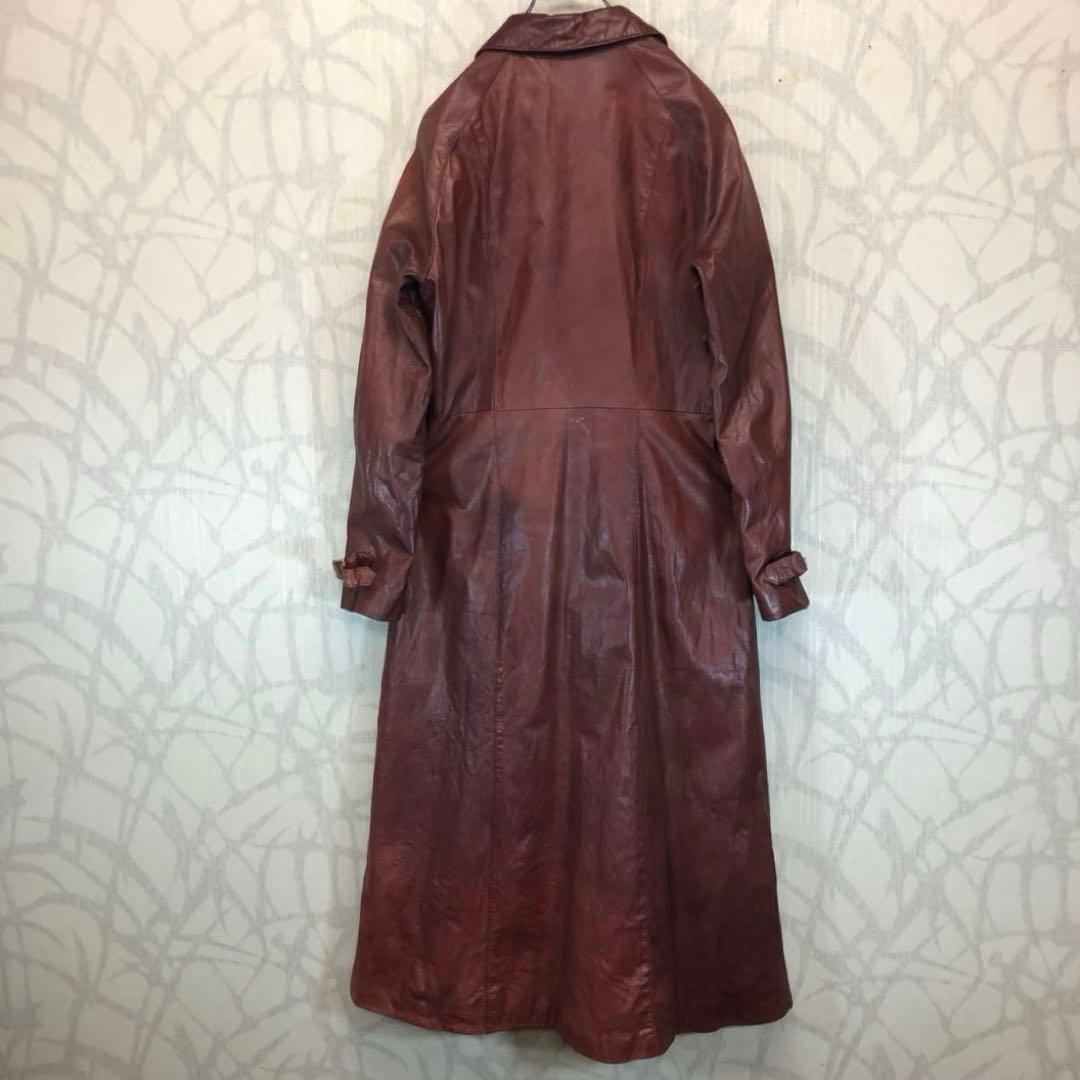 TOPSTYLE レザー ロングコート 90s 赤茶色 ブラウン　R