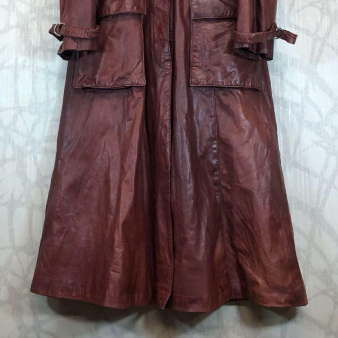 TOPSTYLE レザー ロングコート 90s 赤茶色 ブラウン　R