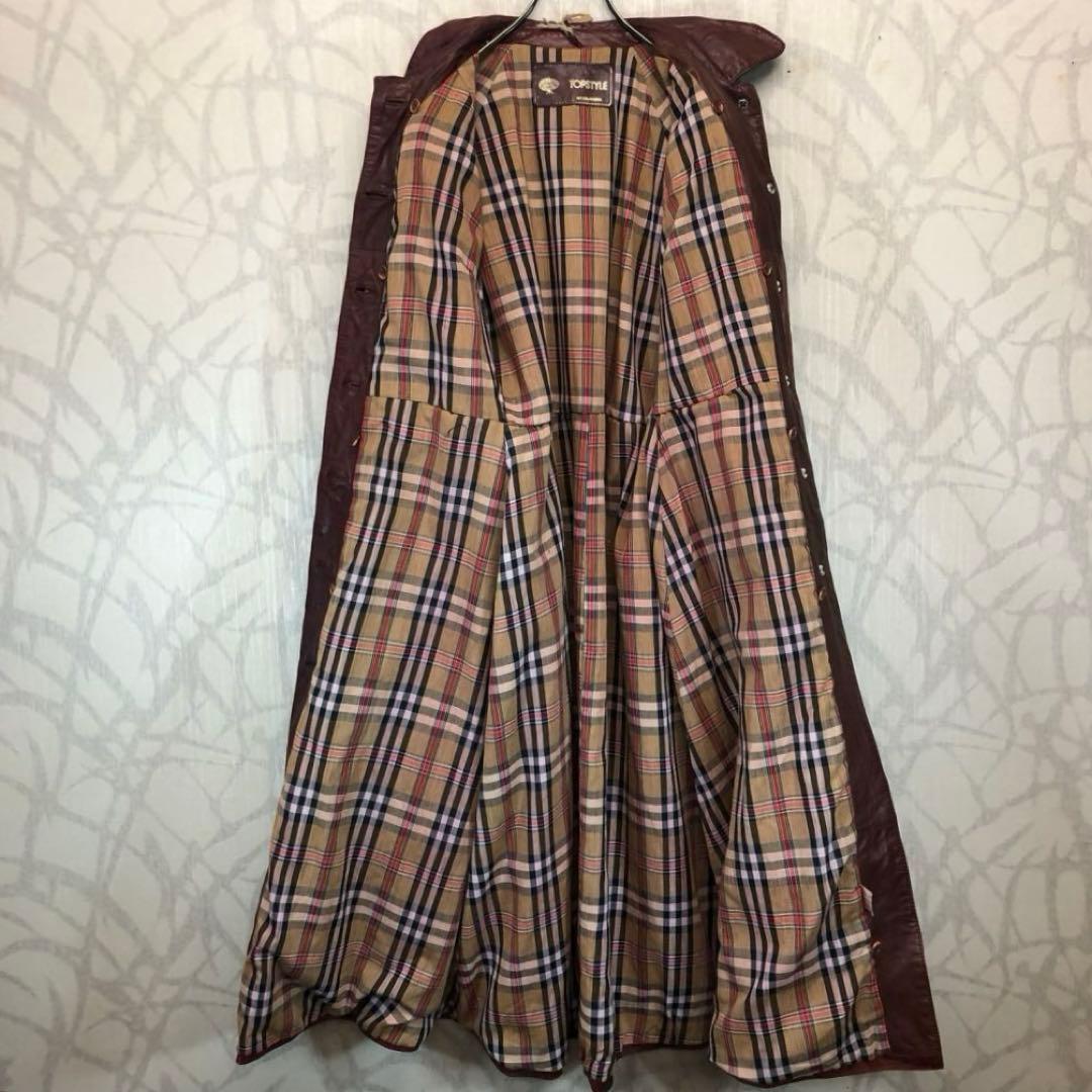 TOPSTYLE レザー ロングコート 90s 赤茶色 ブラウン　R