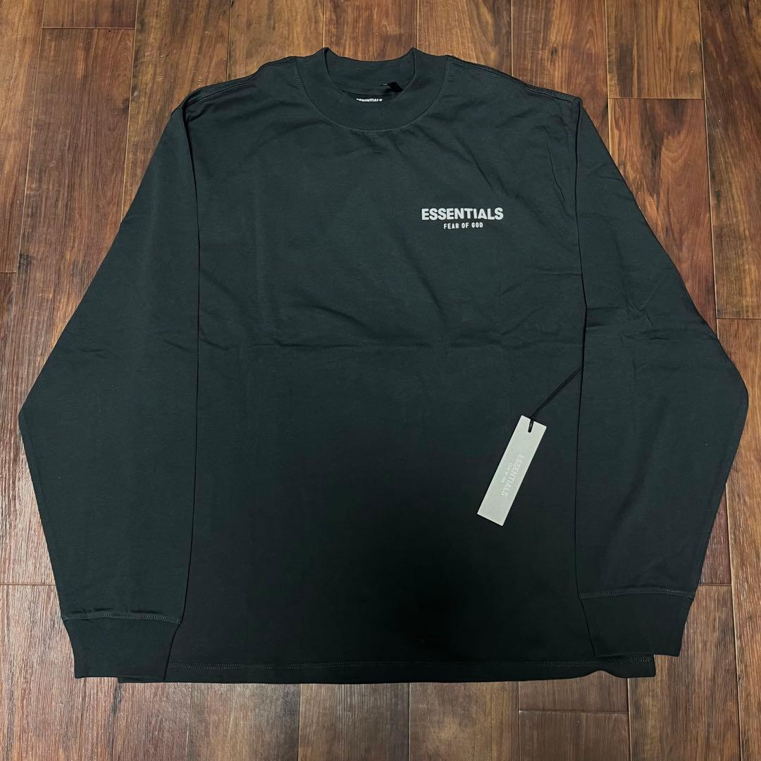 Fog Essentials tシャツ長袖ブラック花卉カットソー黒ロゴロンT