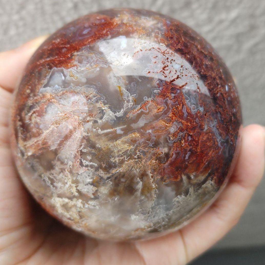 高品質　レッドモスアゲート　スフィア