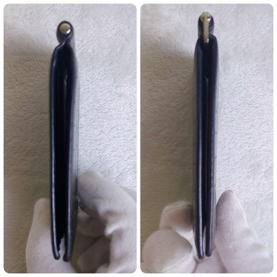 サンローラン　マネークリップ　クロコ型押しレザー　ブラック　折り財布