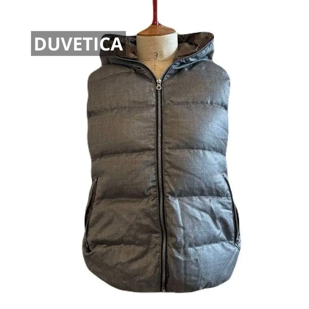 DUVETICA グレー フード付きダウンベスト 42 L