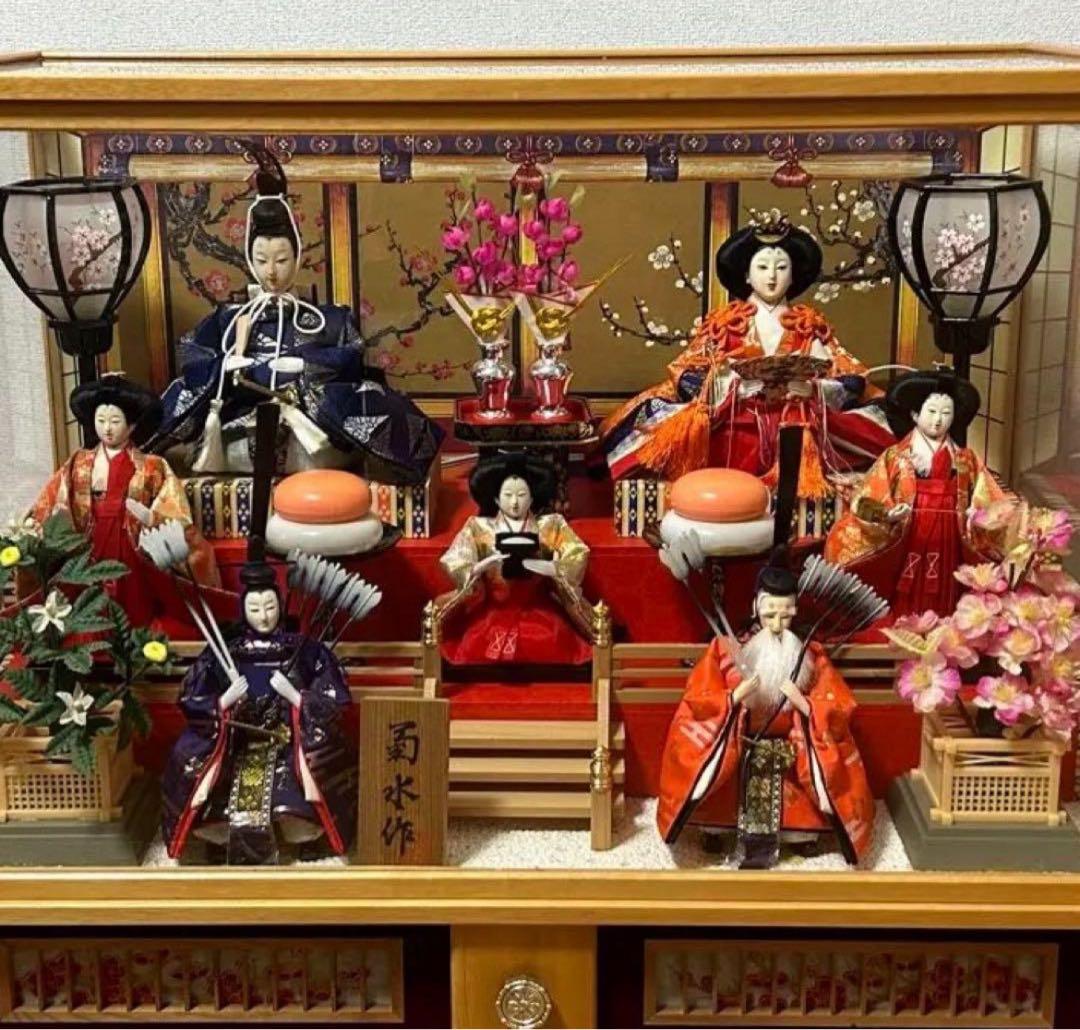 雛人形　7人飾り　3段　ケース　オルゴール　灯り