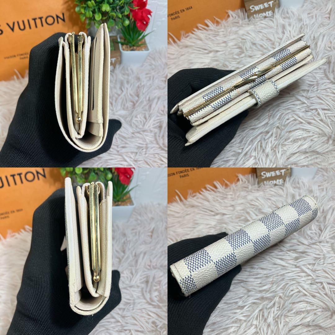 美品 ルイヴィトン ダミエ アズール ポルトフォイユ ヴィエノワ 新型 折り財布