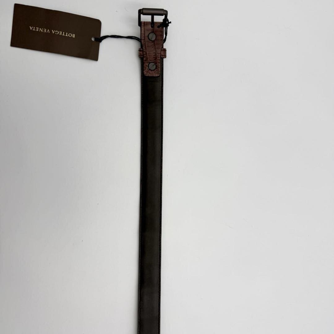 未使用 ボッテガヴェネタ クロコダイル ベルト ブラウン系 メンズ SS032