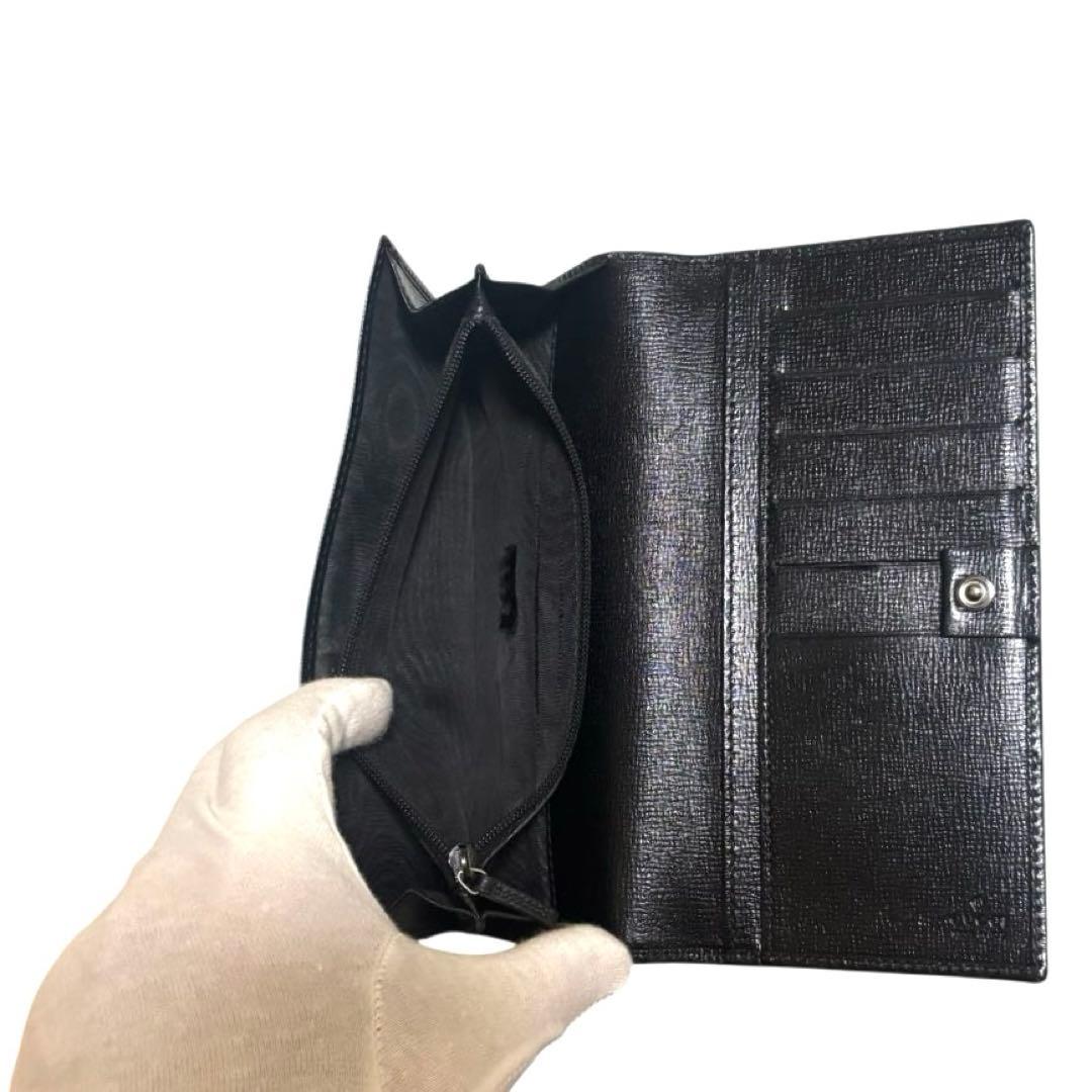 美品　人気　グッチ　長財布　レザー　ブラック　G金具　ユニセックス