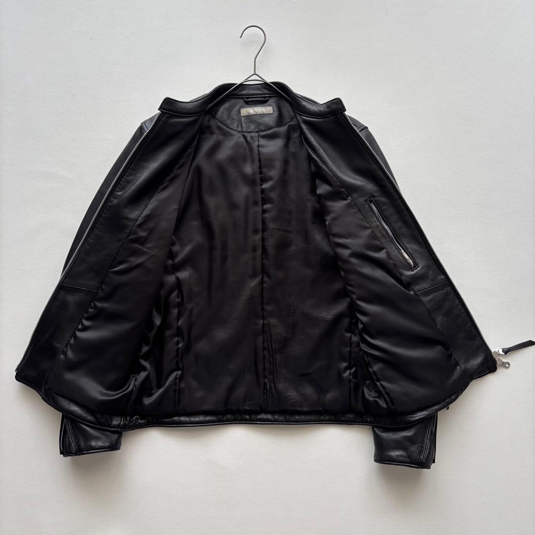 01992 ナノユニバース　シングルライダースジャケット　ラムレザー　メンズ　L