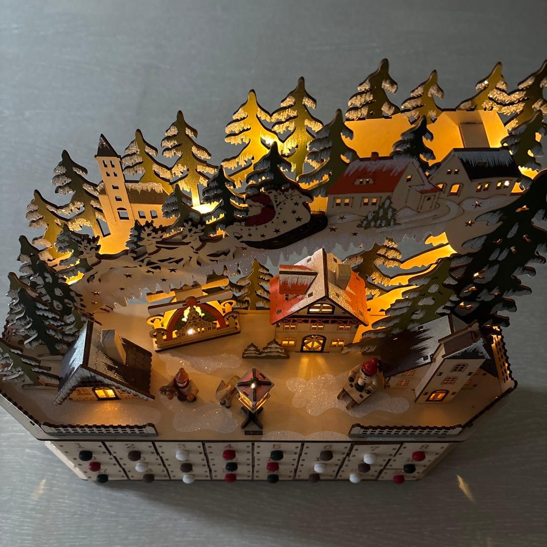 木製クリスマスLEDアドベントカレンダー