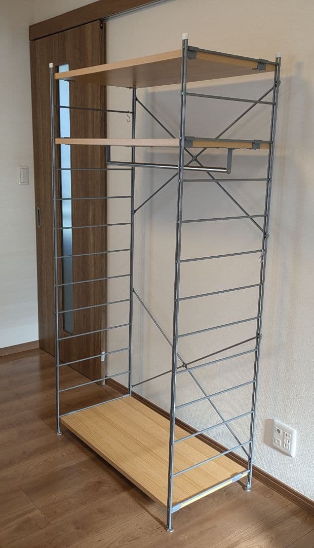 スチールラック 3段 木目調棚板