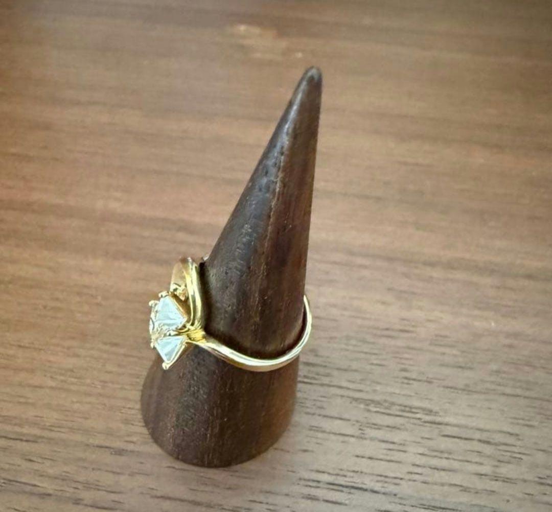 STAR JEWELRY K10YG x クリスタル 星と月デザインリング