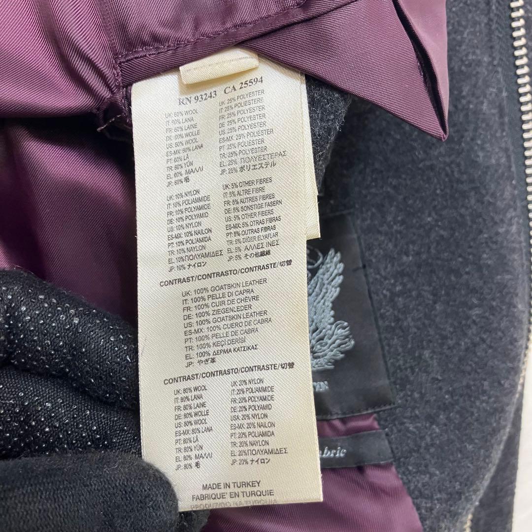 ディーゼル✨レザー切替 牛革 ウール ジップアップ 黒 チェスターコート