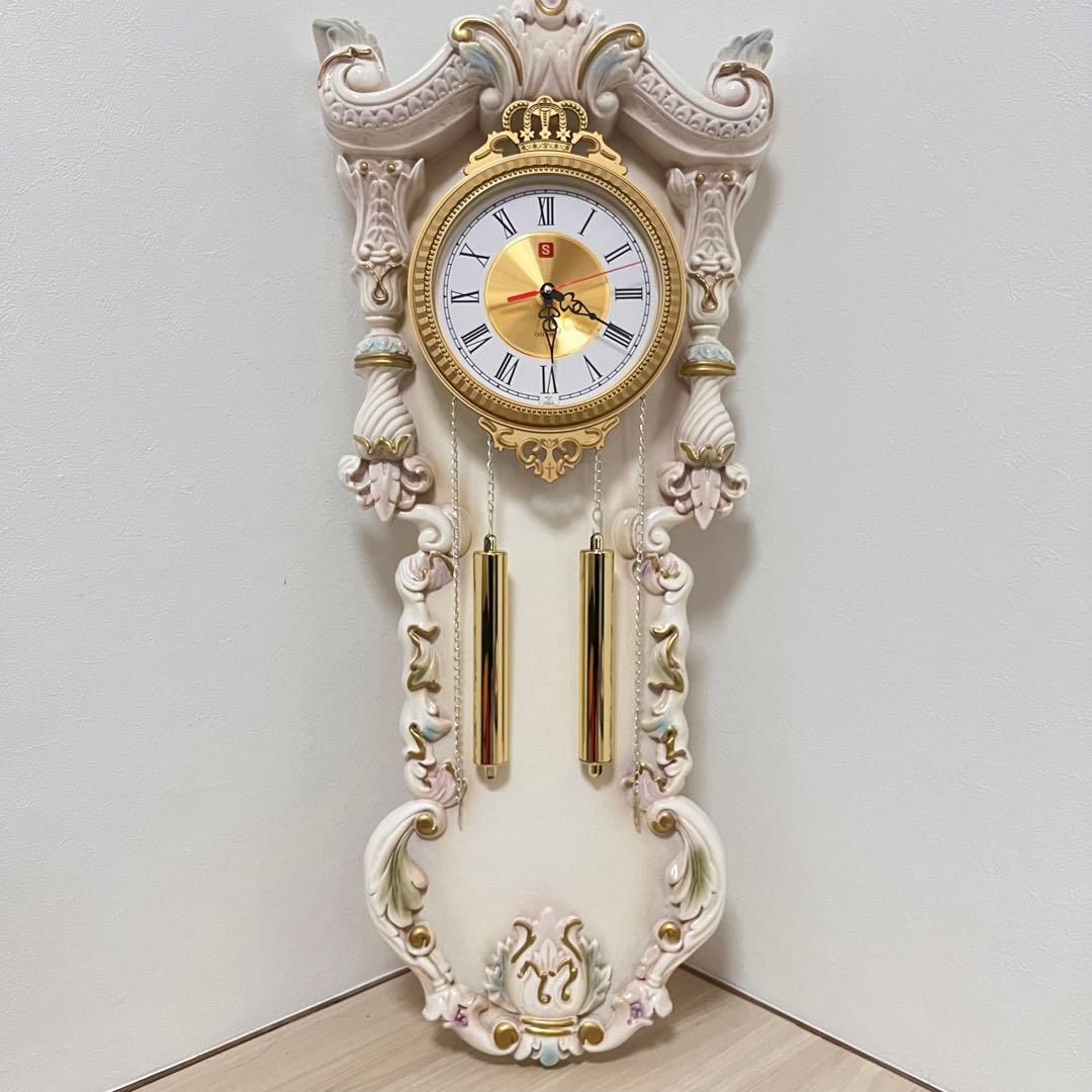 定価12万/イタリア製/最高級✨ ロココ調 掛け時計 特大サイズ 振り子