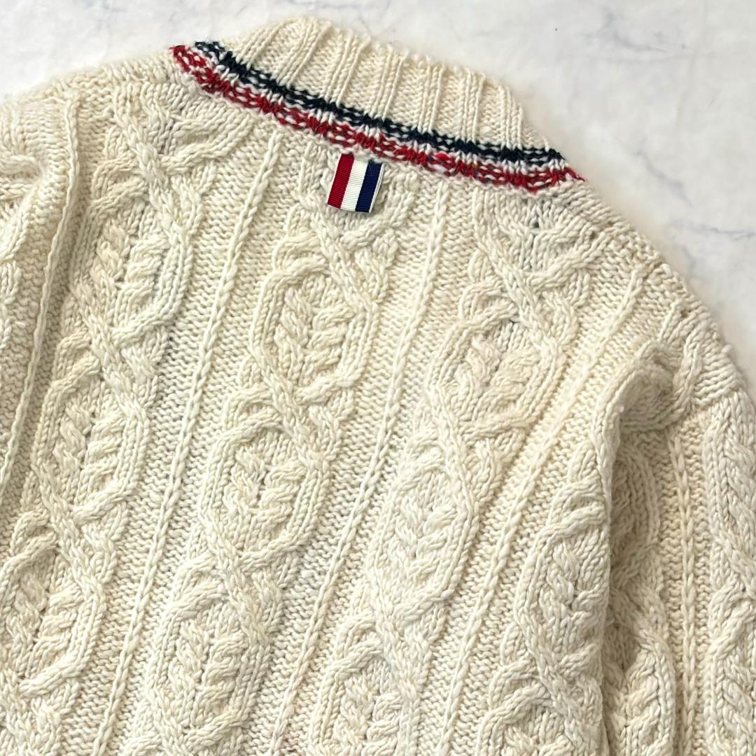 トムブラウン 4bar Vネックカーディガン アイボリー サイズ1 tm1