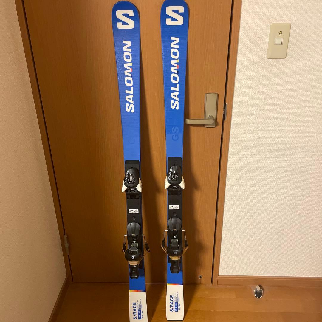 SALOMON GS スキー 板 138cm青色 バインディング付き