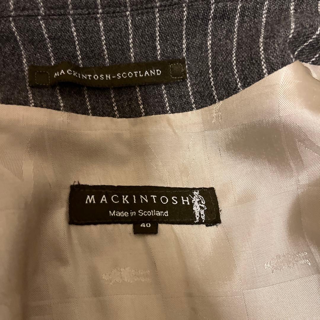 MACKINTOSH ウールカシミヤ　ストライプ ステンカラーコート