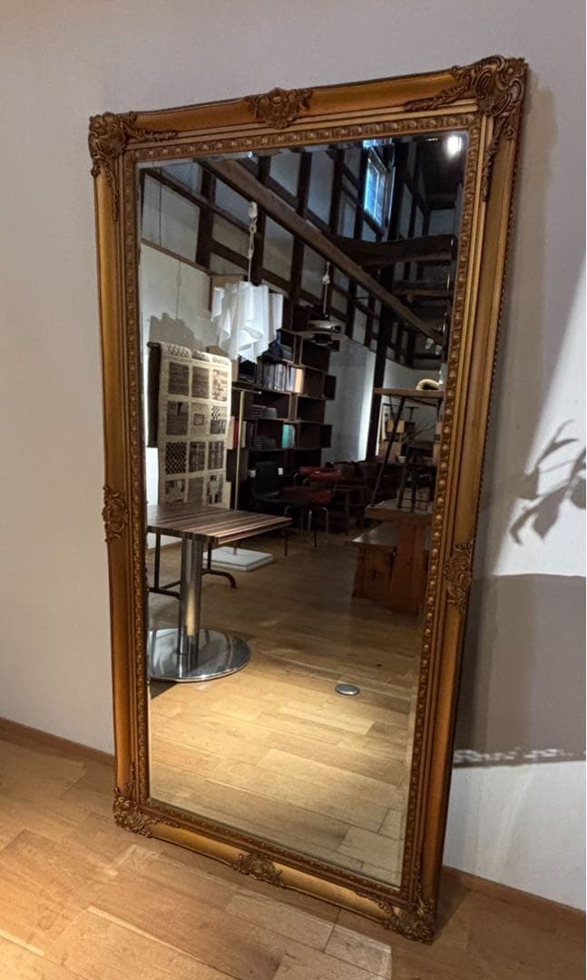 引取限定 アンティーク調 レリーフ彫刻 ウォールミラー ロココ様式 装飾 姿見