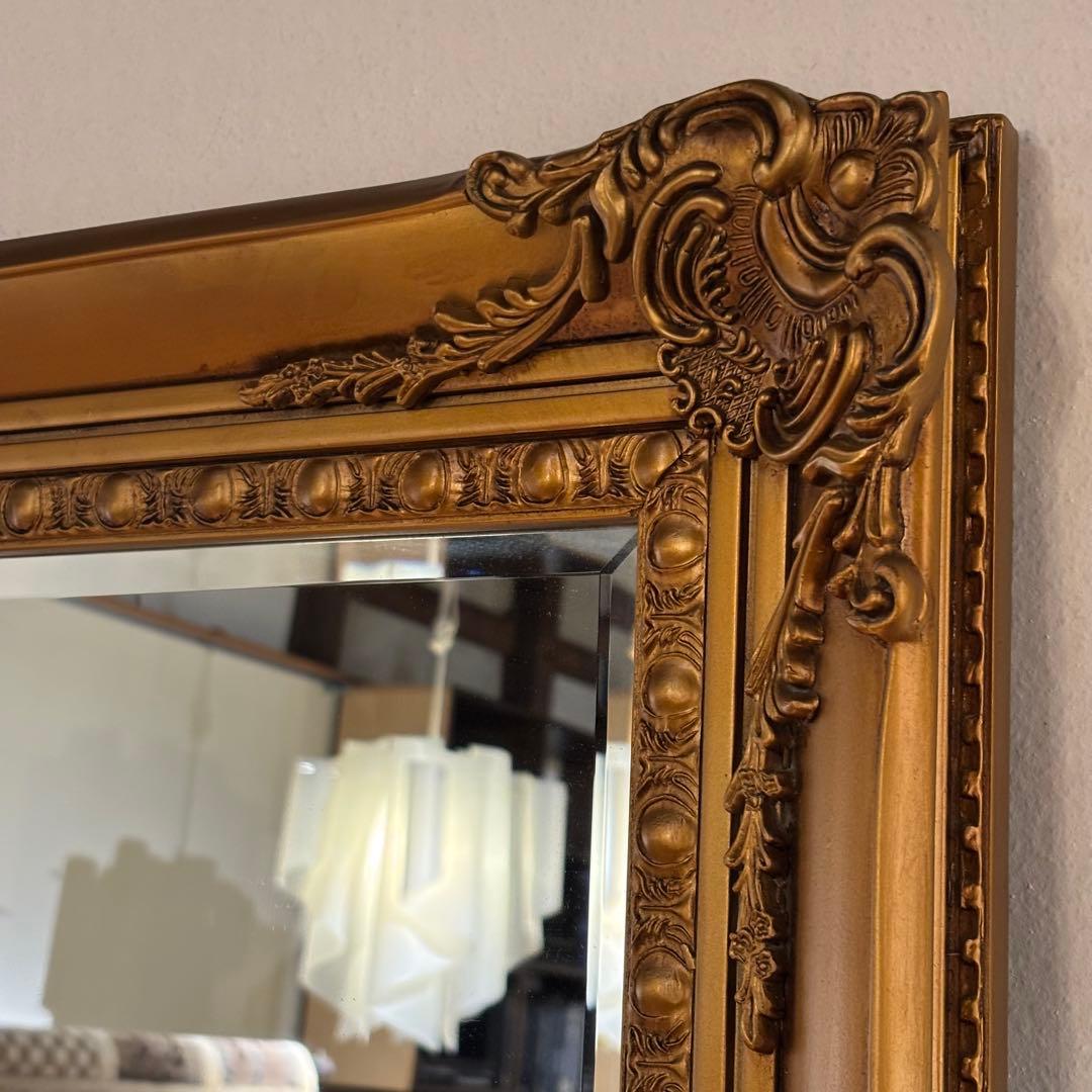 引取限定 アンティーク調 レリーフ彫刻 ウォールミラー ロココ様式 装飾 姿見
