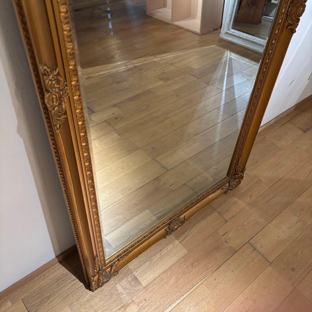 引取限定 アンティーク調 レリーフ彫刻 ウォールミラー ロココ様式 装飾 姿見